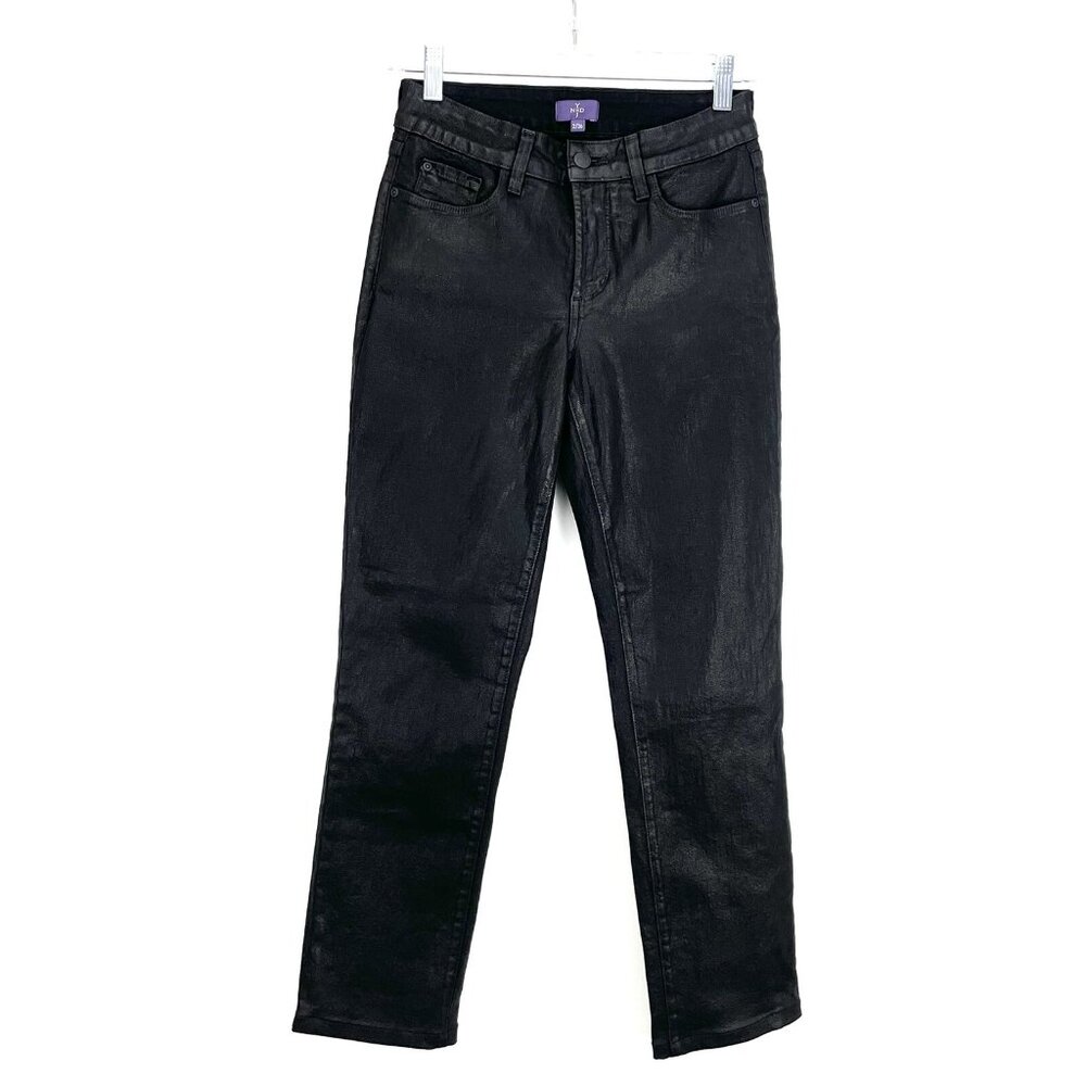 NYDJ Womens 2 Lift Tuck Technology Black Coated Skinny Jeans‎
